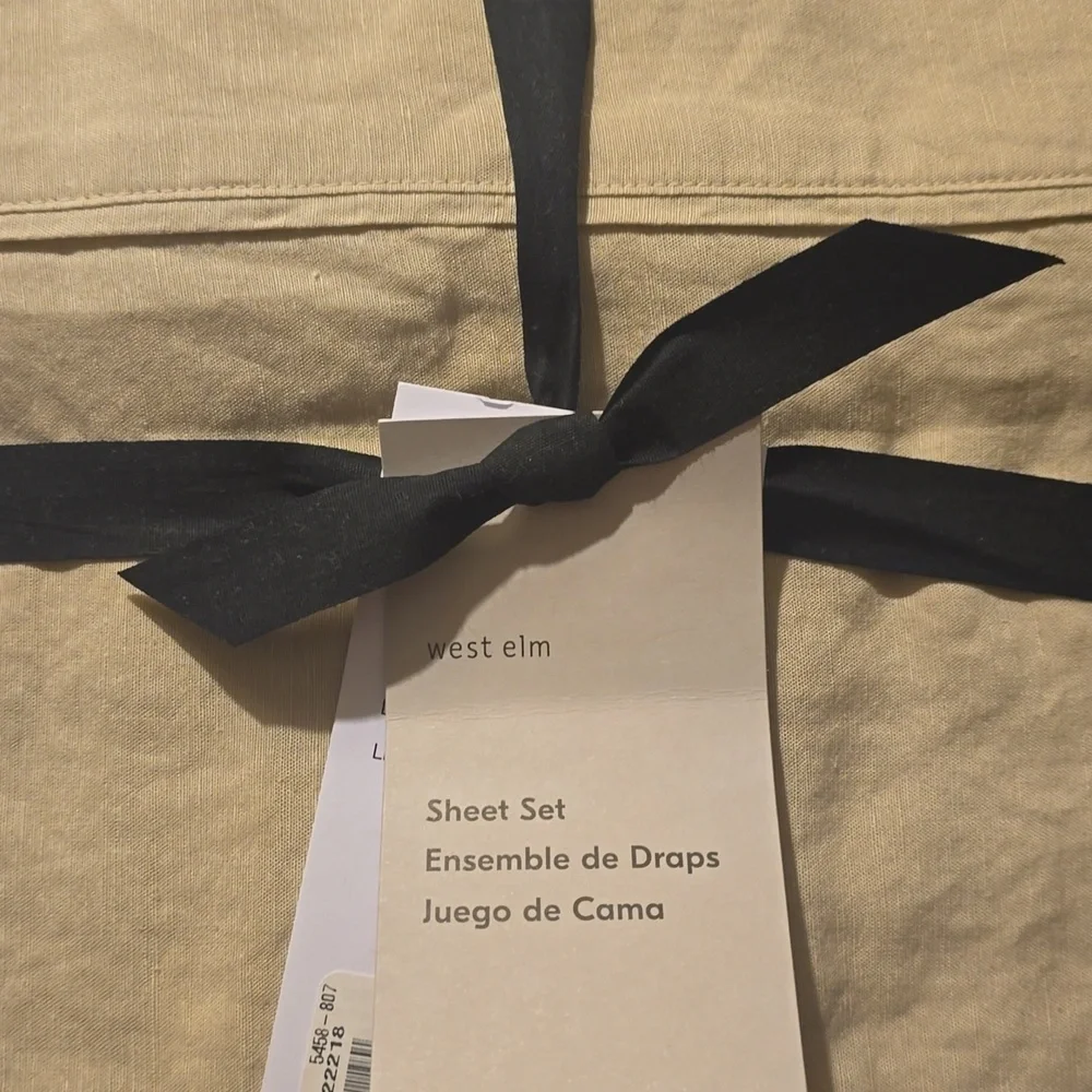 West Elm Signature Tencel Linen Sheet Set, Queen, Sand, Retail $249.00 USD